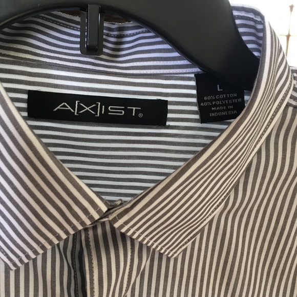Mens Axist Striped Button Down Shirt Long Sleeve-L - Picture 2 of 6